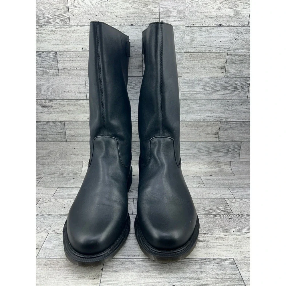 Dr. Martens‎ Samson Black Leather Pull On Mid Calf Boots Back Zipper Mens 12 US